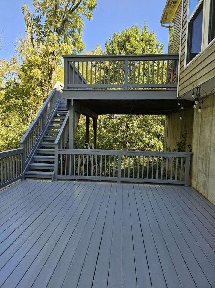 Restored and stained deck with matching railing