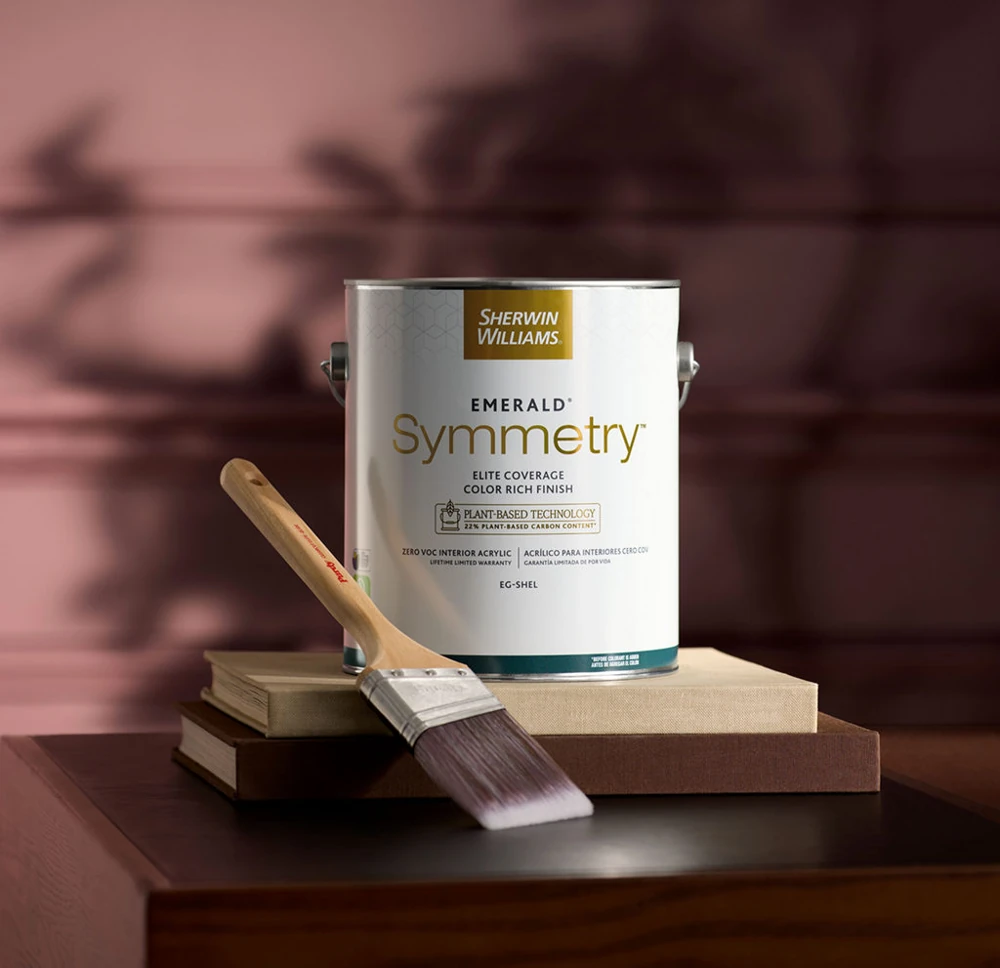 Sherwin-Williams Emerald Symmetry paint can in the owner-supplied product image.