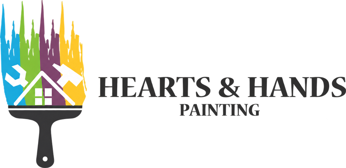 Owner-approved authentic Hearts & Hands Painting horizontal logo.